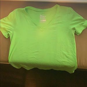 Nike dry-fit v-neck top in a bright green